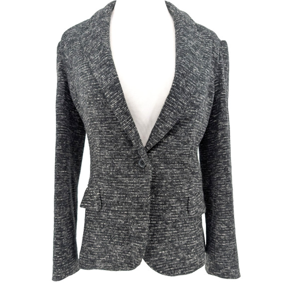 Anthropolgie Cartonnier Black Knit Single Breasted Classic Parisian Blazer Small - Picture 2 of 12